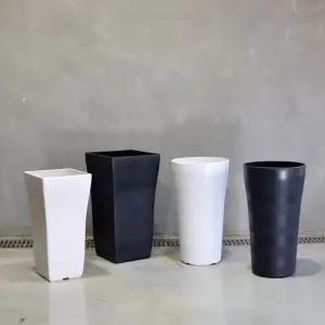 가로줄 패턴 대형 플라스틱화분 (L) 사각 원형 29x56 35x60cm야외용 나무 식물 인테리어 큰화분 정원용품