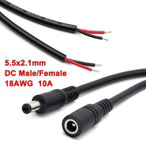 1/2/5Pcs 18AWG 5.5x2.1mm DC 남성 또는 여성 전원 플매트 카펫 러그 케이블 잭 어댑터 커넥터 12V 10A 공