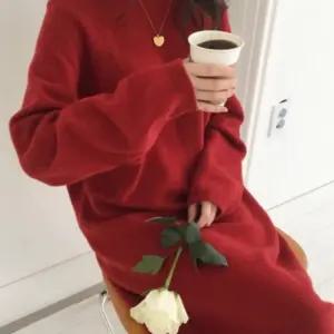 겨울 가을 니트 롱 원피스 부드러운 라운드 하객룩