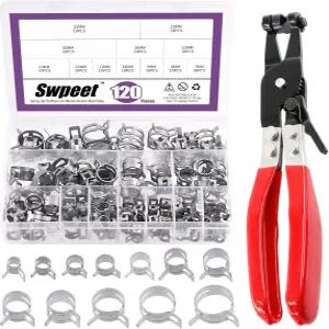 스위프트 121Pcs 722mm 다크로멧 스프링 밴드 호스 클램프 스위블 플랫 연료 플라이어 구색 키트 실리콘