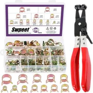 스위프트 121Pcs 722mm 스프링 밴드 호스 클램프 스위블 플랫 연료 플라이어 구색 키트 실리콘 진공 액션