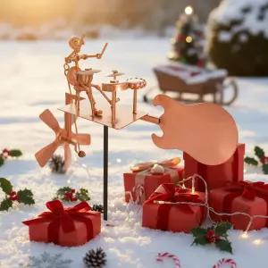 수제 금속 드러머 풍차 타악기 음악 피규어 정원 장식 로킨 아트 풍력 구동 키네틱 조각 마당 잔디 파티오