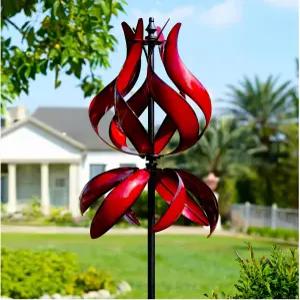 시안 오아시스 야드 정원 풍력 스피너 - 대형 야외 금속 아트 잔디 장식(19인치 W x 87인치 H)