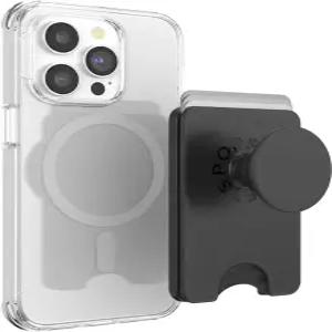 MagSafe용 그립 및 어댑터 링이 확장된 팝소켓 휴대폰 지갑 마그네틱 카드 홀더 무선 충전 호환 MagSafe와