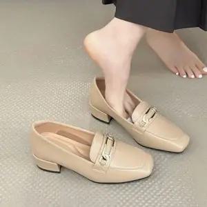 스퀘어토 장식 포인트 쿠션 로퍼힐 미들힐 5SS WFIQLPN