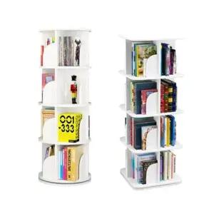 조립식 360도 원형 사각형 회전책장 4단 DIY 책꽂이 WEC733C