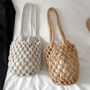 원통형 그물 토트 숄더백 면가방 핸드백 휴양지 패션 WEC9096