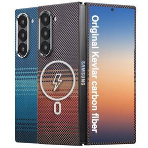 삼성 호환 갤럭시 호환 Z 폴드 7 6 5용 리얼 순수 탄소 섬유 케이스 아라미드 초슬림 내장 마그네틱 맥세이