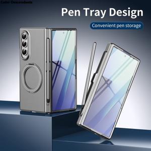[호환품]360 ° 삼성 호환 갤럭시 호환 Z 폴드 3 6 케이스용 스타일러스 내장 회전 스탠드 맥세이프 홀더
