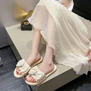 [하프클럽/]말랑쿠션 인솔 큐빅장식 빅사이즈 리본 데일리 슬리퍼