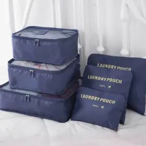 네이비 여행용 수납 파우치 6종 세트 가방 캐리어 화장품 압축 미니 이너 백