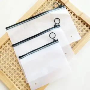 (블랙) 20x15cm 투명지퍼백 가방정리 소품파우치 정리백