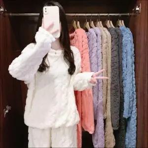 꽈배기 겨울 세트 수면잠옷 여자 극세사 포근한 파자마
