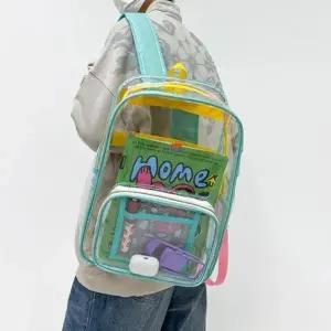 ( )민트 PVC 컬러 백팩 투명 가방 여름 배낭 수영장 물놀이 가벼운 여행용 책가방