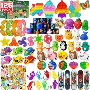 125개의 파티 피젯 장난감 팩 선호 무작위로 선택된 팝 감각 세트 65개의 스티커 선물 보이 걸 스타킹