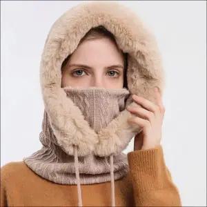 겨울 융털 따뜻한 후드워머 안감 퍼 여자 방한모자