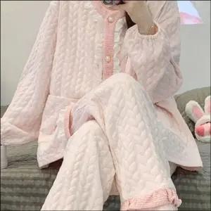 파자마세트 여자 겨울 누빔잠옷 포근한 수면잠옷 홈웨어