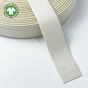 [소부][유럽산] 오가닉 코튼 고무밴드 40mm 1마yd 내추럴, 검정 / 비건 면 천연고무 허리밴드