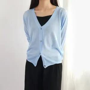 에어컨 숏 썸머가디건 쿨가디건 여자 여름 벌룬 기본핏 시스루 가디건