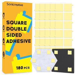 소닉 크리에이티브 양면 접착 테이프 180개 벽걸이용 헤비 듀티 사각형 장착 테이프, 탈착식 강력 점 음향 방음 폼 패널, 러그, 사진