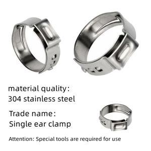 (10pcs)304 스테인레스 스틸 클램프 단일 귀 끝없는 목구멍 물 오일 및 가스 호스  고정 후프