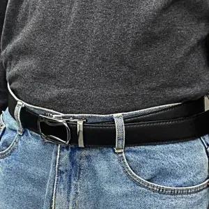 댄디실버 버클 가죽 자동벨트 허리띠 소가죽요술벨트 WEE3449