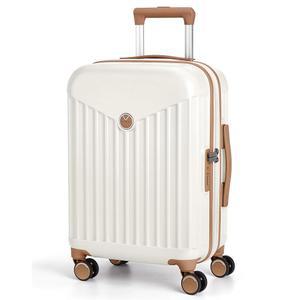 스피너 휠이 장착된 확장 가능한 수하물, TSA 잠금 장치가 PC 경량 기내 수하물 항공사 승인, 내구성이 뛰어난 여성 여행용 캐리어 20인치, 베이지색