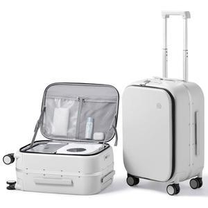 믹시 20인치 기내 반입 수하물 22x14x9 항공사 승인 PC 하드쉘 여행 가방 상단 오픈 알루미늄 프레임 바퀴, 스모크 화이트