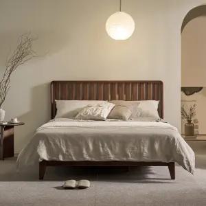 쏠앤까사 루나 고무나무 원목 평상형 침대프레임 SS Q/K 겸용