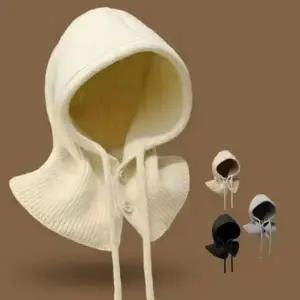 스타일링 단추 니트 후드넥워머 모자 넥워머 패션 아이템 방한 워머