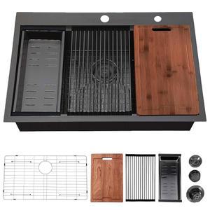 33인치 블랙 키친 싱크 드롭인 - 33