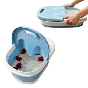 슬림형 접이식 족욕기 지압 롤러 보온 덮개 대용량 휴대용 발 욕조 사우나 거실용