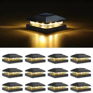 볼리순 4x4 태양광 기둥 캡 라이트 12팩 울타리 - 나무/비닐 기둥용 아웃도어 방수 정원/파티오/포치용