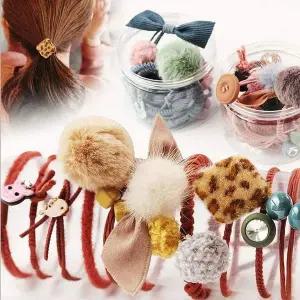 [골드스마일]똥머리밴드 긴머리묶기 머리 방울 헤어 줄 10P 끈 고무 여자 밴드