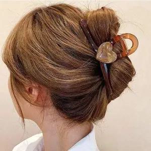 [골드스마일]하트 집게핀 머리핀 헤어 큰 브라운 집게핀 올림 빅사이즈