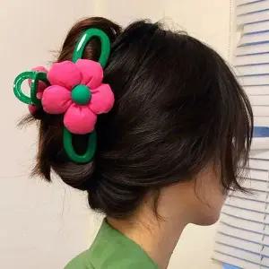 왕 집게핀 머리핀 꽃 핀 긴 대형 올림 삔 집게 큰 헤어