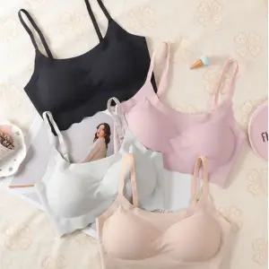 웨이브 심리스 슬림끈브라 노와이어 노후크 프리 브라 브라 여성속옷