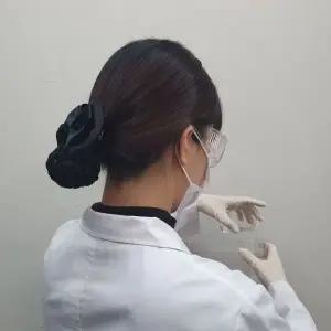 [골드스마일]올림머리 리본 머리망 헤어핀 블랙