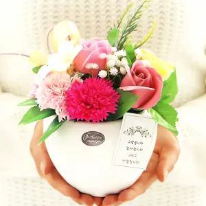 비누꽃 카네이션 핑크 장미꽃 조화 실크 플라워 소품 꽃다발 장식