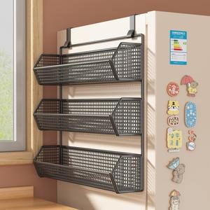 주방 냉장고 측면 수납 선반 걸이형 철재 무타공 다기능 정리 도구