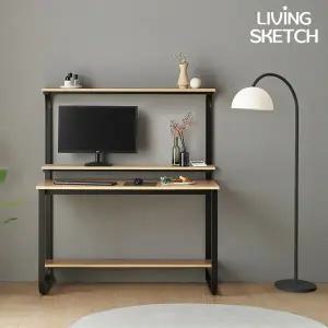 [리빙스케치] 국내제작 캠브리지 900X700 높은 선반형 2단 B타입 책상[착불]E0등급 컴퓨터 학생용