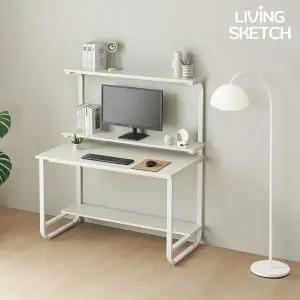 [리빙스케치] 국내제작 캠브리지 1200X700 높은 선반형 2단 B타입 책상[착불]E0등급 컴퓨터 학생용