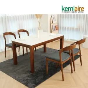 알리시아 4인 통세라믹 원목식탁SET(의자형) KHD-858S
