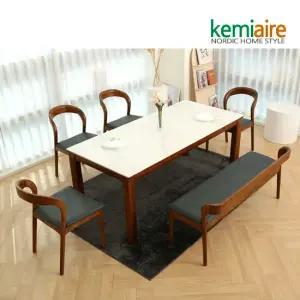 알리시아 6인 통세라믹 원목식탁SET(벤치형) KHD-958