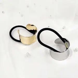 메탈 묶음머리 유광 헤어머리끈 반달헤어끈 메탈데일