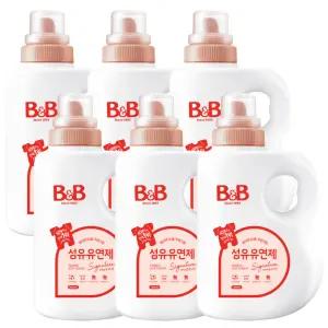 비앤비 유아 섬유유연제 시그니처 자스민&로즈향 본품 1500ml X6개
