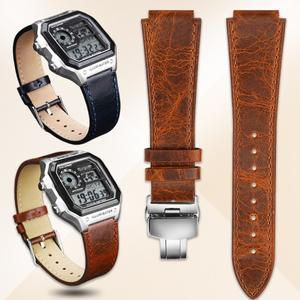 카시오 AE1200 AE1300/1000 A158W A168 W-216H 빈티지 소 가죽 스트랩 18mm 볼록 엔드 시계 체인 용 레트로