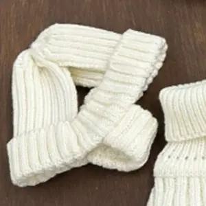 강아지 골지 듀얼 비니 모자 화이트 1P 겨울 니트 패션