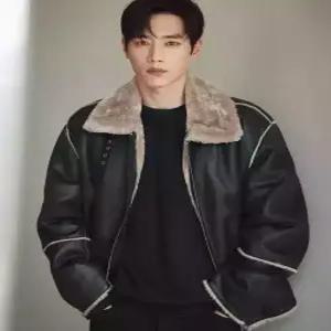 drawfit 오버사이즈 스웨이드 라인 무스탕 자켓 BLACK