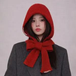 브랜뉴 니트 숄 모자 리본 니트 겨울 바라클라바 후드워머 넥워머 귀도리 스키장